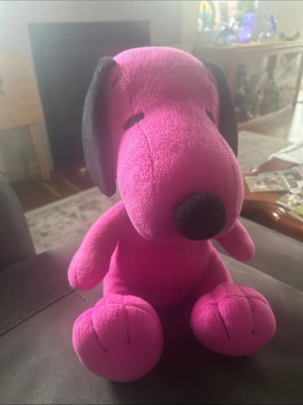 Rare Peanut Snoopy  Pink & Black Plush Dog introduced in Cedar Point Ohio